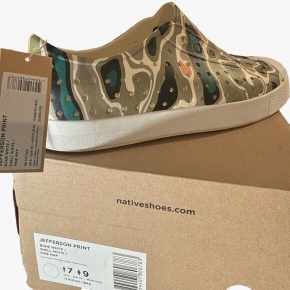 Native Jefferson Slip-On Water Shoes Pine Map Adult M7 W9 Lightweight Camo EVA - Picture 10 of 10